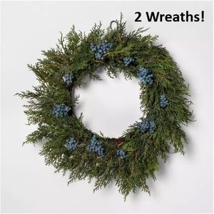 Hearth and Hand Juniper Wreath LOT OF 2, 18” dia